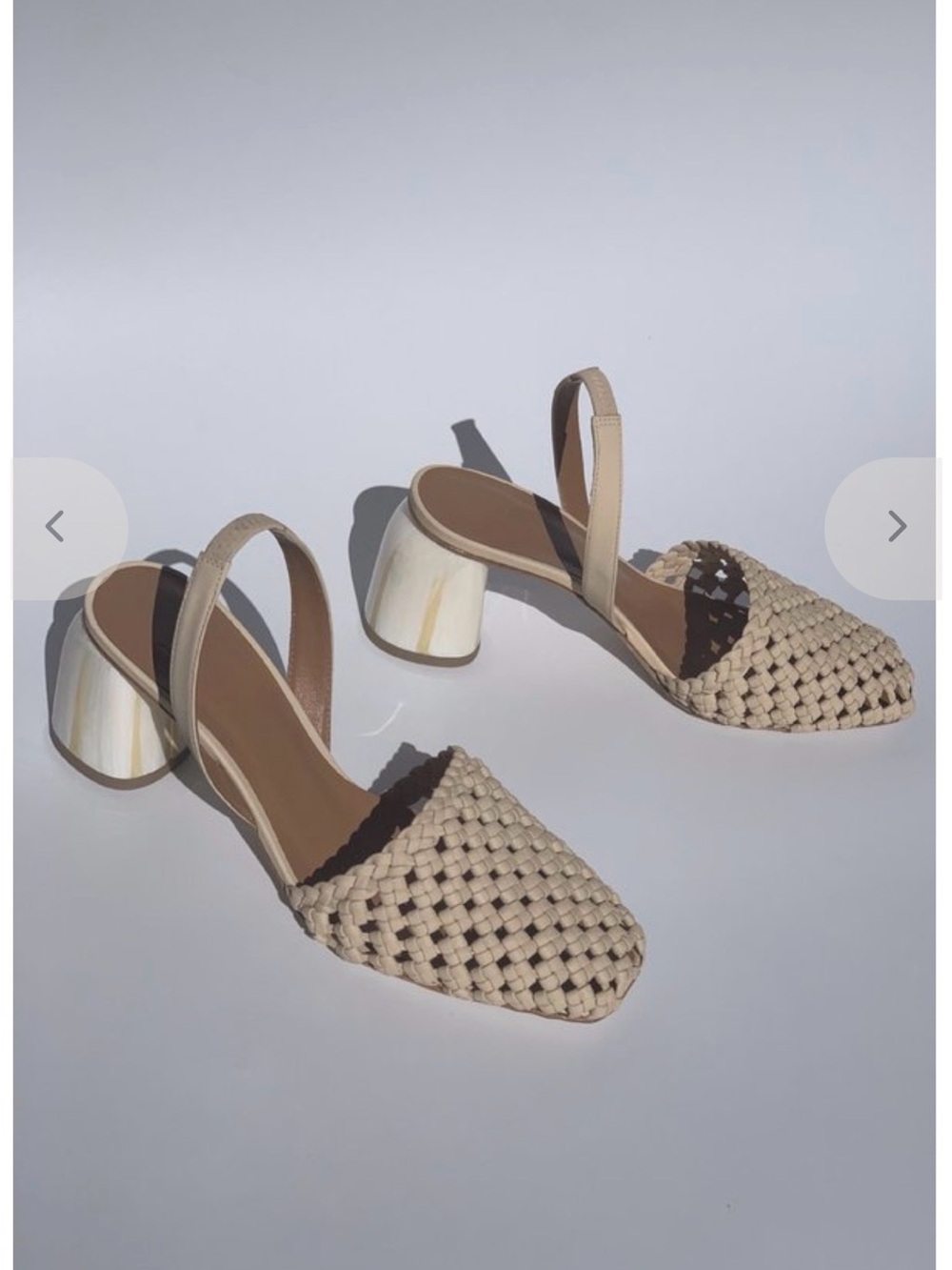 LOQ Nina Beige Woven Slingback Block Heel Pumps 39